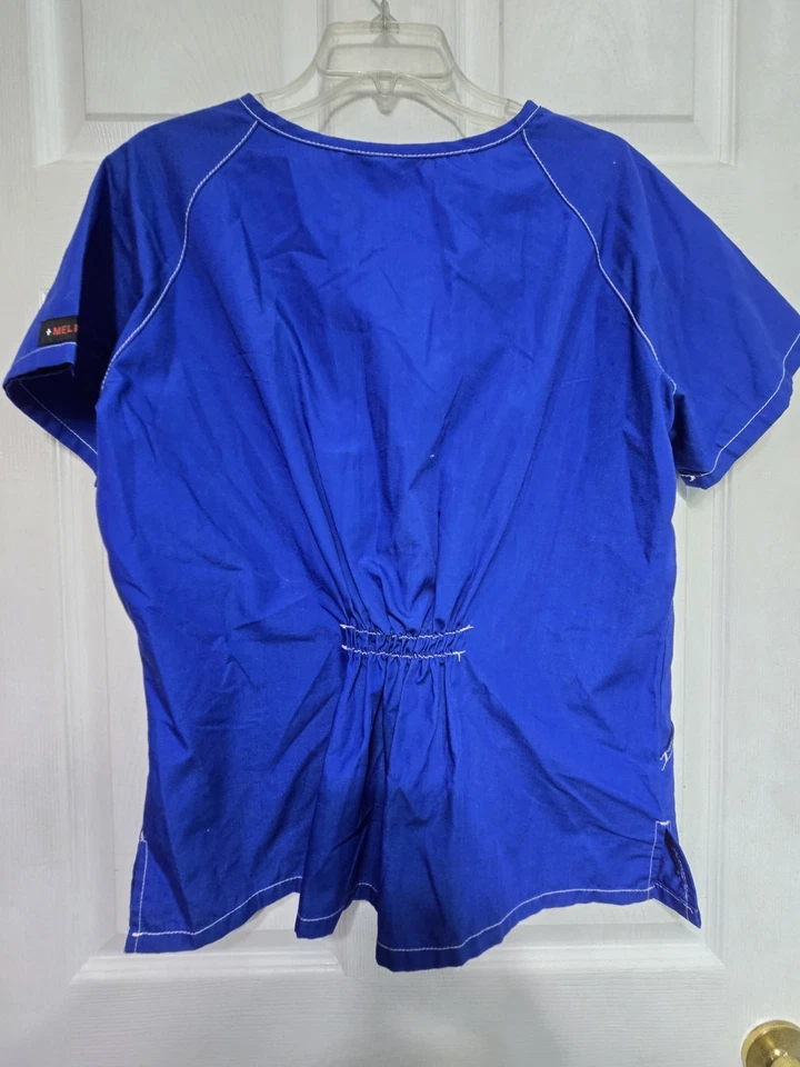 Melrose Scrub Top Size XL-Royal Blue Mock Wrap-Chest 22.5"/L 25.5" - Image 2 of 4
