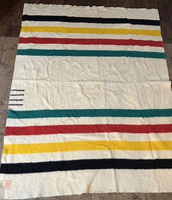 Hudson's Bay HBC Stripes Multistripe 4 POINT Wool Blanket MADE IN