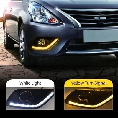 Fits For Nissan Versa 2014~2019 LED DRL Daytime Running Lights Fog Lamps Bumper