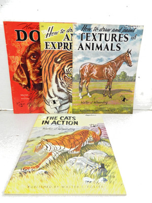 Walter Foster Animal Drawing book Lot (4)
