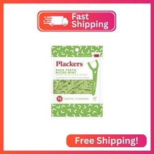 Plackers Back Teeth Micro Mint Dental Flossers, Delicious Mint Flavor, 75 Count,