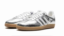 adidas Womens Samba OG Silver Metallic Cracked Leather JR0035 Women Size