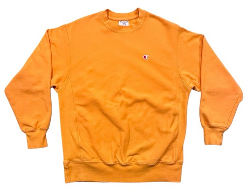RARE Men’s 1980s Champion Reverse Weave Sweatshirt Orange-Yellow EUC Sz L