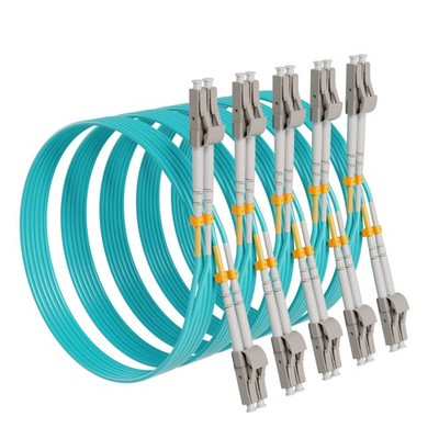 5 PCS 2m 7ft OM4 LC To LC Fiber Patch Cable 40/100Gb Multimode Duplex Aqua