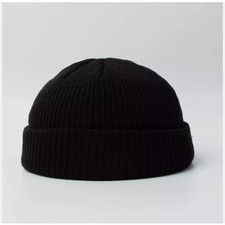 Mens Mini Short Fisherman Beanie Hat Winter Ribbed Docker Warm Knitted Skull Cap
