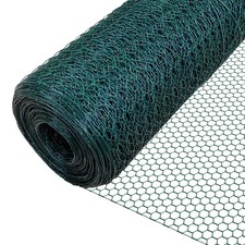 VOUNOT Chicken Wire Mesh Metal Animal Fence 25mm Holes 1x25m PVC Coated Green 1.20 per metre