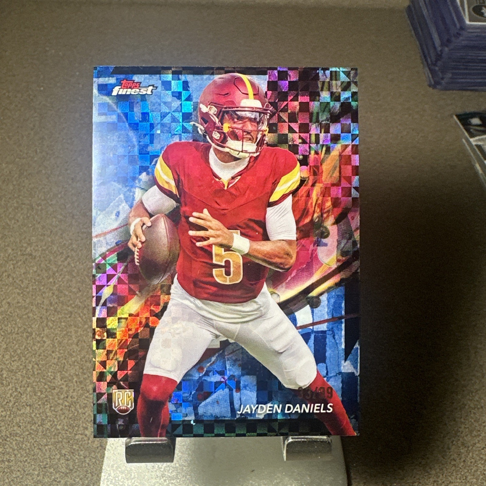 2024 Topps Finest Jayden Daniels Blue Checkerboard Refractor /99 #67