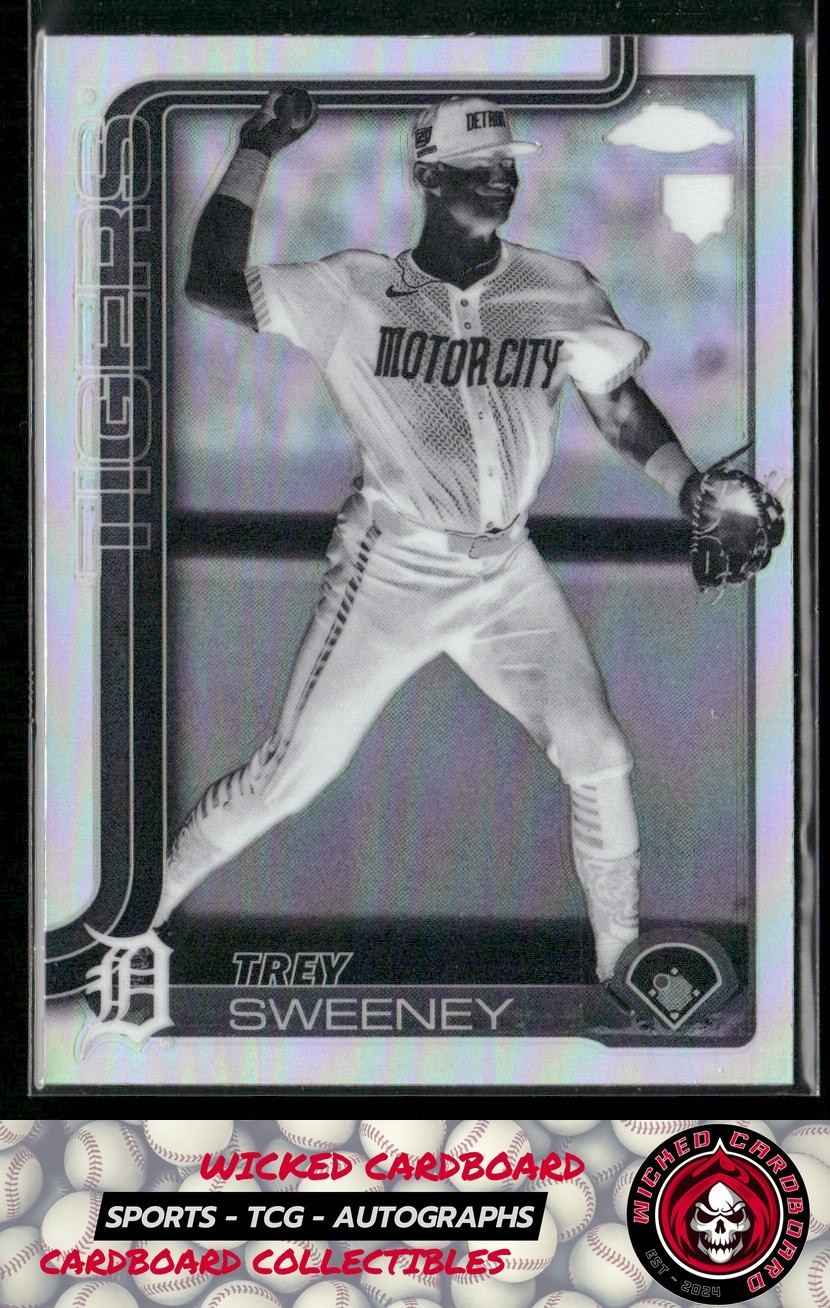 Trey Sweeney 2025 Topps Chrome Negative Refractors #6 RC Detroit Tigers