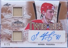 Sergei Fedorov 2019-20 Leaf Lumber Kings Twig Sigs Auto Memorabilia /20 Red Wing
