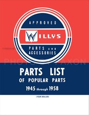 1945-1958 Jeep Willys Popular Parts Book Catalog Cj 2a 3a 3b 5 6 Truck Wagon Car