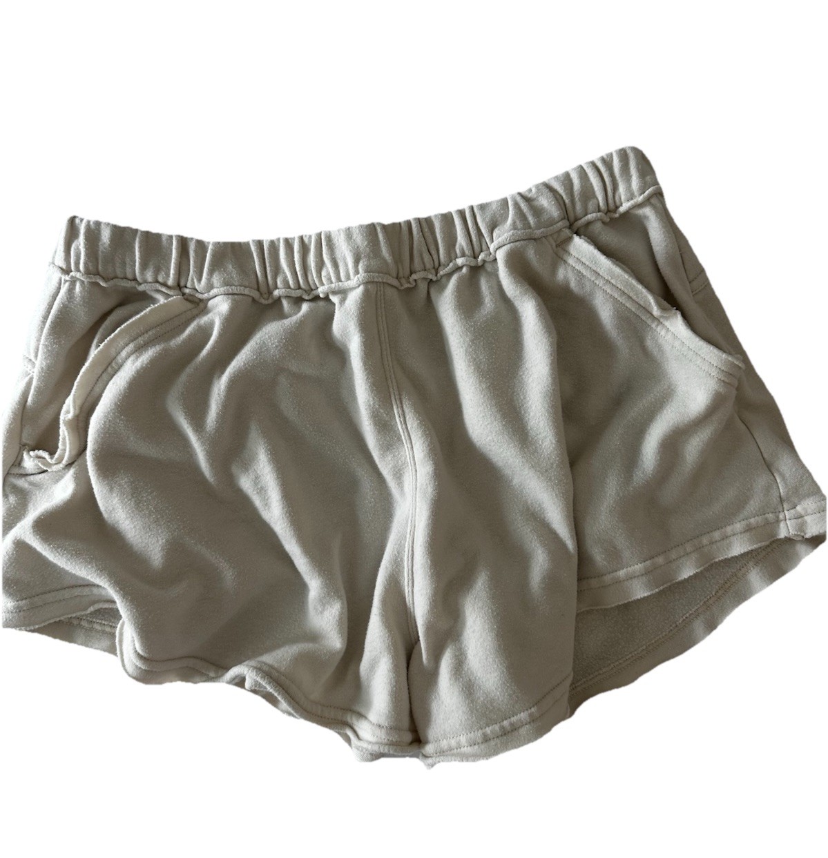 Free People Movement Women's Beige Cotton Sweat Shorts Casual Lounge Size Large