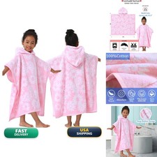 Kids Beach Towel Poncho 4-8 Years Daisy 100 Cotton Thick