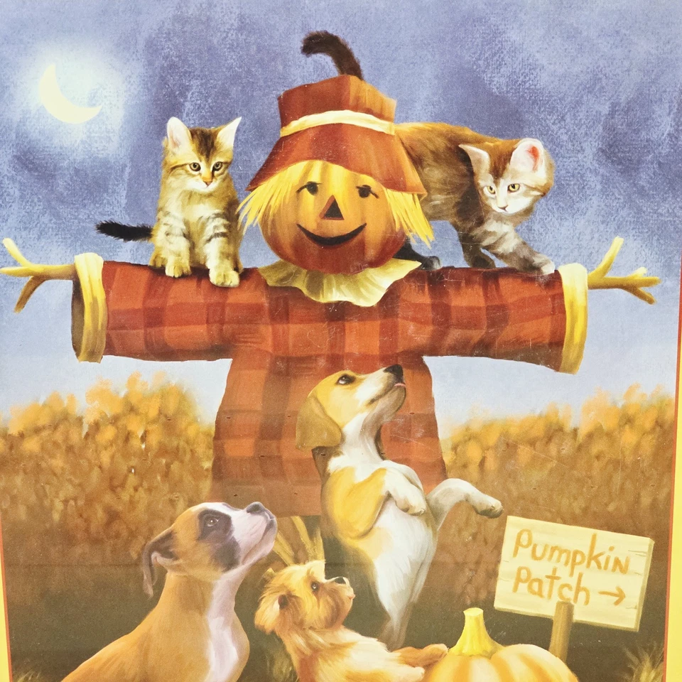 SunsOut 1000 Piece Jigsaw Puzzle Tom Woods Friends  Scarecrow Pumpkin Patch New - Image 2 of 4