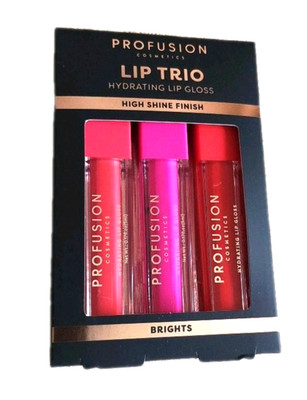 Profusion Cosmetics Lippenstift Gloss Feuchtigkeitsspendend Hochglanz Brights Trio Pack Neu