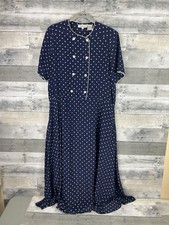 Talbots Women’s VTG Blue Polka Dot Short Sleeve Maxi Dress 10