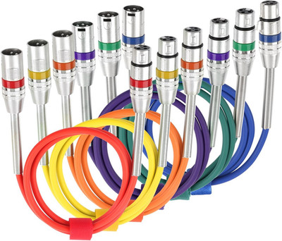 6 Pack 6.6Ft Multi-Color XLR Microphone Cables, 3-Pin Balanced XLR Male to Femal