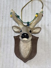 Deer Ornament Mounted Head Hunter Christmas Lights Resin Cute Holiday Decor 3.5