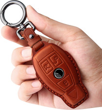 for Mercedes Benz Key Fob Cover Genuine Leather with Keychain,Leather Key Case P