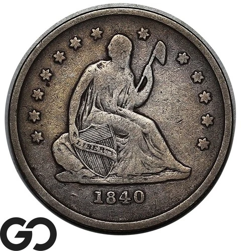 1840-O Seated Liberty Quarter, Scarce Choice VF Better Date