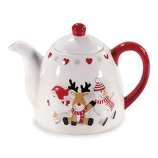 Teiera Natalizia Ceramica con Decori in Rilievo 800 ml AFI - Idee Regalo Natale