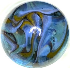 DAS/JABO WITH BUBBLES TRANSPARENT FLAMEY COLORED SWIRLED SHOOTER .73" BOX03/389