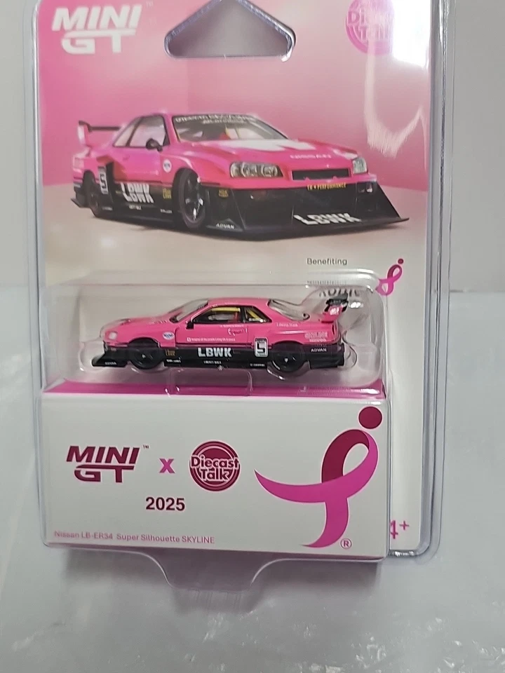 Mini GT pink Nissan LB-ER34 Super Silhouette Skyline LBWK *IN HAND MUST READ* - Image 2 of 4