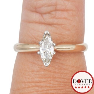 Estate Diamond 14K Yellow Gold Marquise Solitaire Ring 2.0 Grams NR