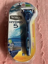 Men’s SCHICK HYDRO 5 Razor ~ 1 Handle with 3 Cartridges ~ FLIP TRIMMER - Blue *