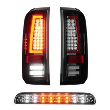 Tail Lights LED Tail Lights Pair 3rd Brake Light Chrome Housing Smoked Lens