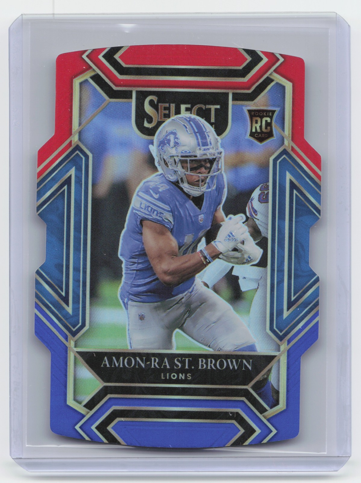 2021 Panini Select #273 Amon-Ra St. Brown Red and Blue Prizm Die Cut