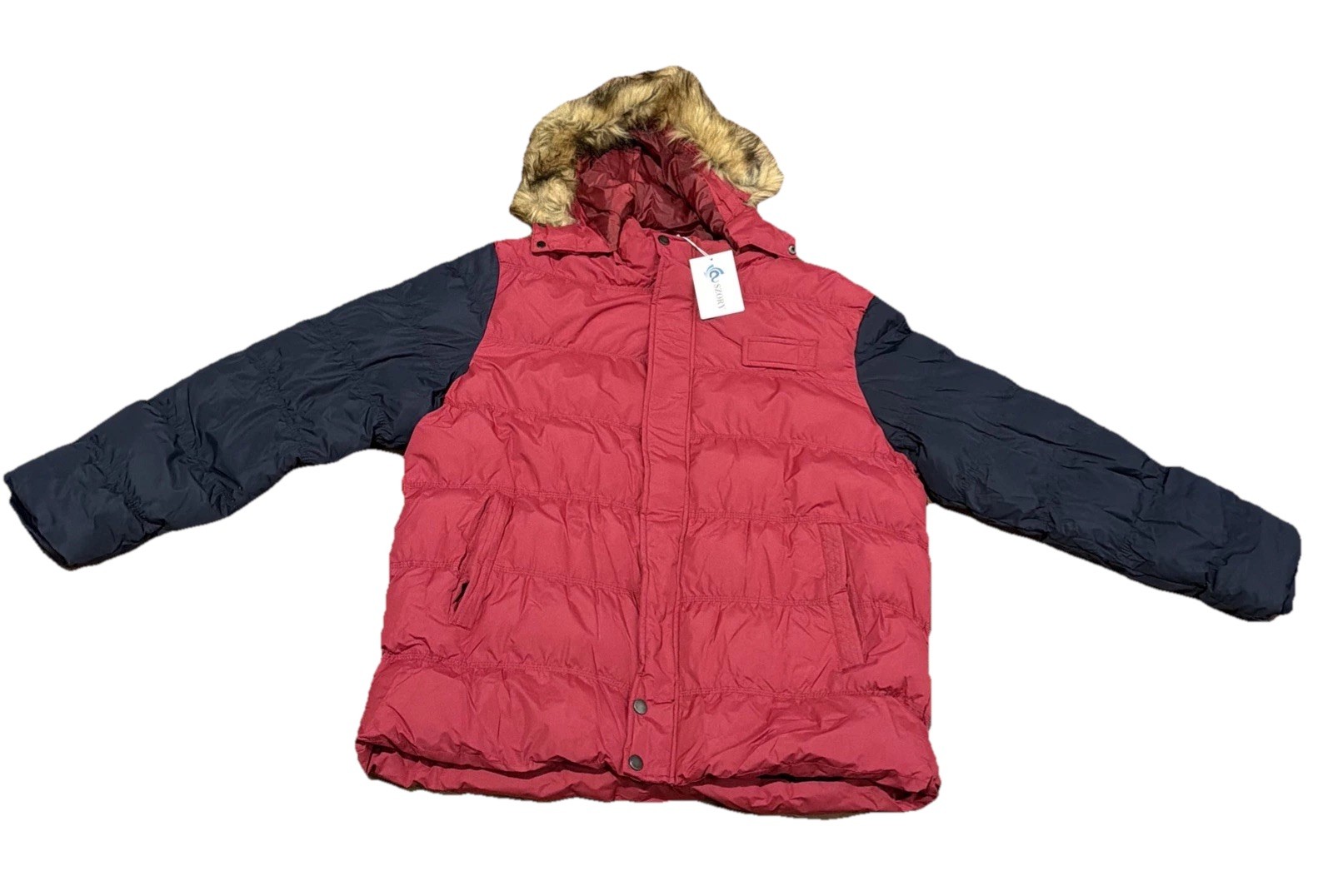 Men’s SZORY Puffer Hooded Puffer Jacket Size XXL Red, Blue Zip Quilted Style NWT