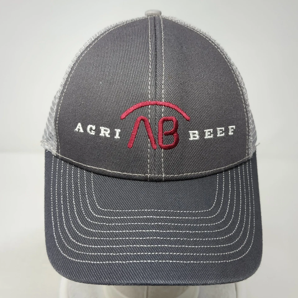 Agri Beef Trucker Hat Gray One Size Adjustable Embroidered Mesh Back Mega Cap - Image 2 of 4