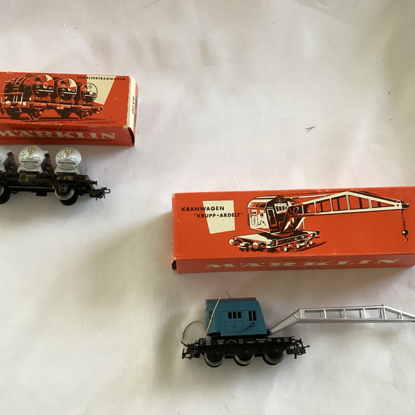Märklin HO 4611 KRANWAGEN Train Crane Container Car 4520 Bayer w/boxes