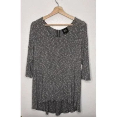 W5 Women's Black White Stripe Hi-Low Knit Top
