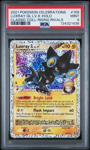 2021 POKEMON CELEBRATIONS CLASSIC COLLECTION #109 LUXRAY GL LV.X-HOLO PSA 9