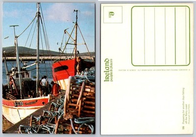 Vintage John Hinde Postcard: Kerry Coast Fishing Boats, Ireland Harbor Scene