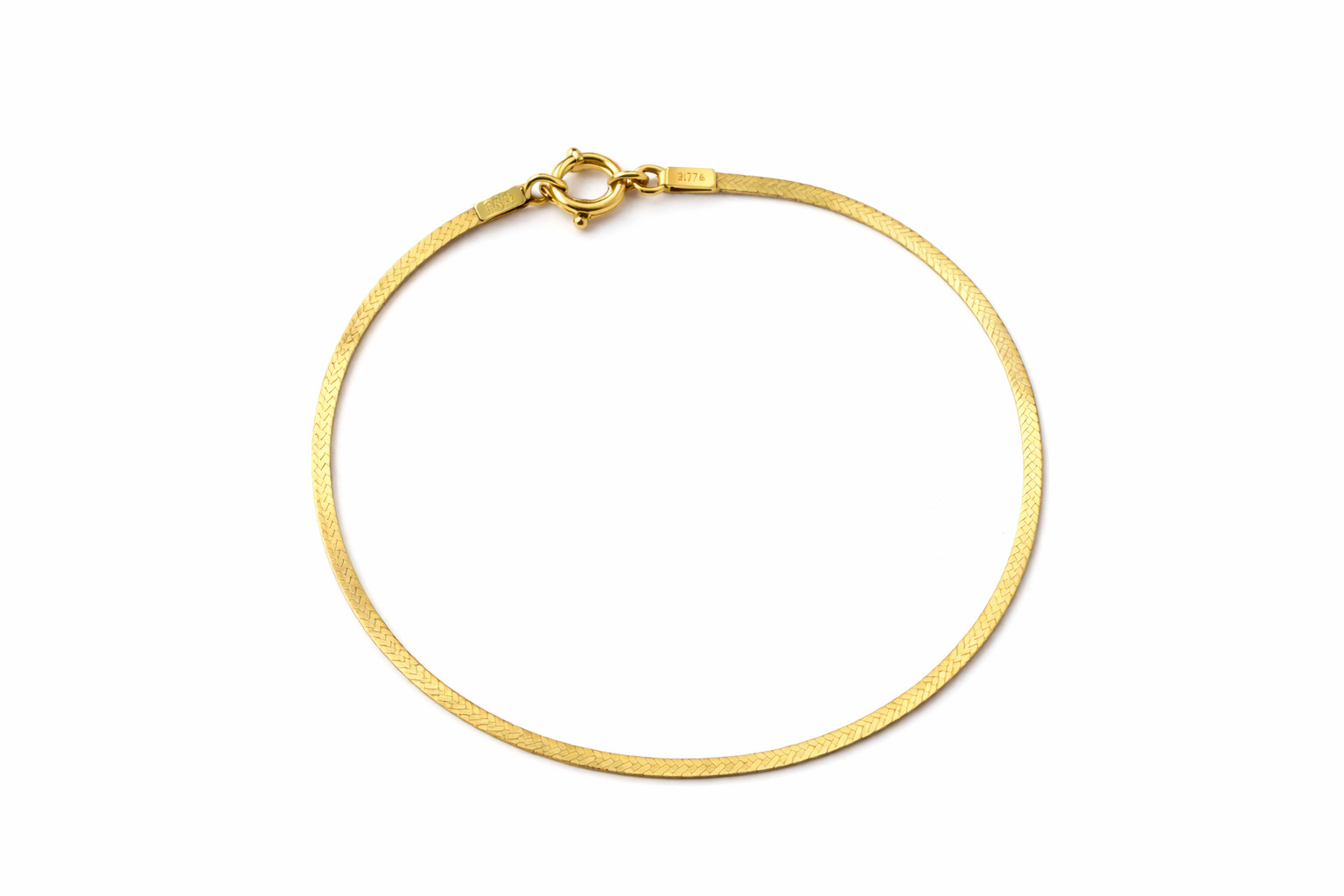 Solid 10K Yellow Gold 7” Herringbone Bracelet – M… - image 1