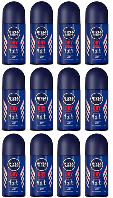 (Pack of 12) Nivea Dry Impact 48h Anti-Perspirant Deodorant Roll On Men 12x 50ml