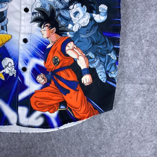 DRAGON BALL Z Hot Topic Shirt Mens Medium Blue Button Up Vegeta Goku Shenron - Picture 6 of 11