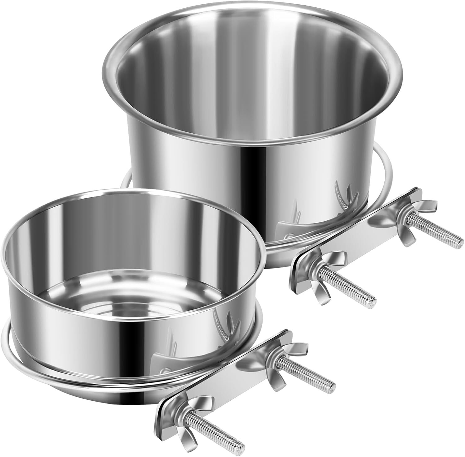 Water Bowl For Cage Stainless Steel Non-spill Kennel..