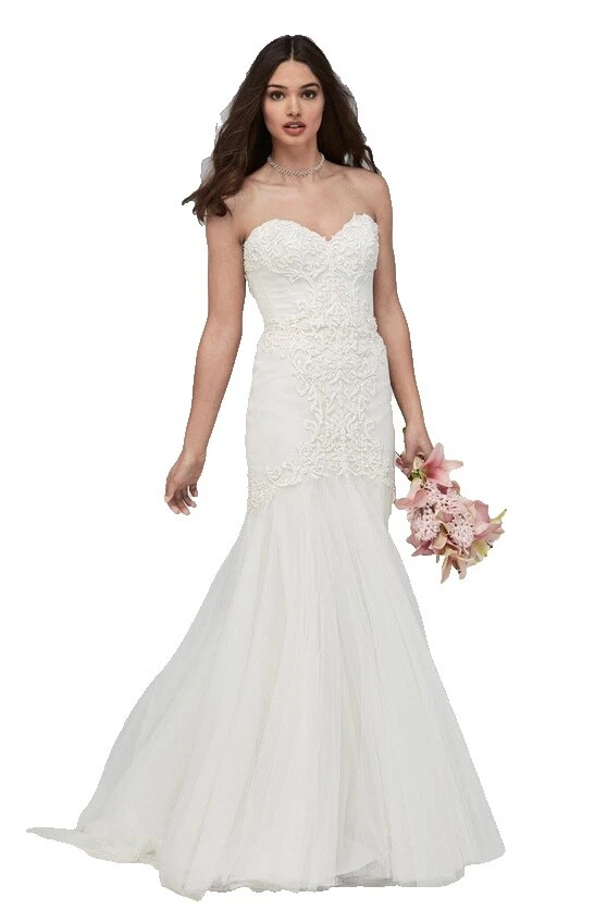 Lace Column/Sheath Strapless Wedding Dresses