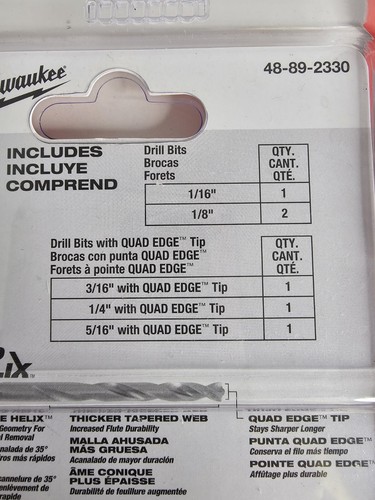 Milwaukee 8 Pc RED HELIX 15x Life Cobalt Drill Bits 1/16" Thru 1/2" Hard Metals - Picture 7 of 7