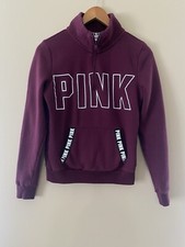 Victoria s Secret PINK Quarter Zip Sweatshirt Women's Size XS Pullover Burgundy