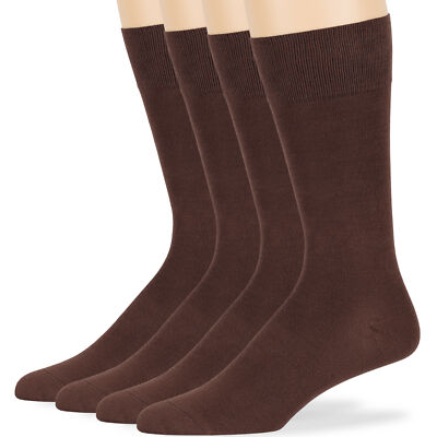 Men Viscose From Bamboo Seamless 4 Pack Dress Breathable Socks Large 10-13 Brown