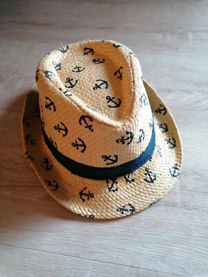 chapeau de paille encre marine 52cm - Photo 1/4