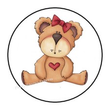 BEAR WITH HEART VALENTINES DAY ENVELOPE SEALS LABELS STICKERS PARTY FAVORS