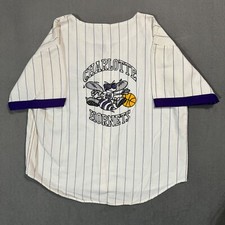 Charlotte Hornets NBA Vtg 80s Striped Button Sports Shirt Jersey Kids YOUTH 2X