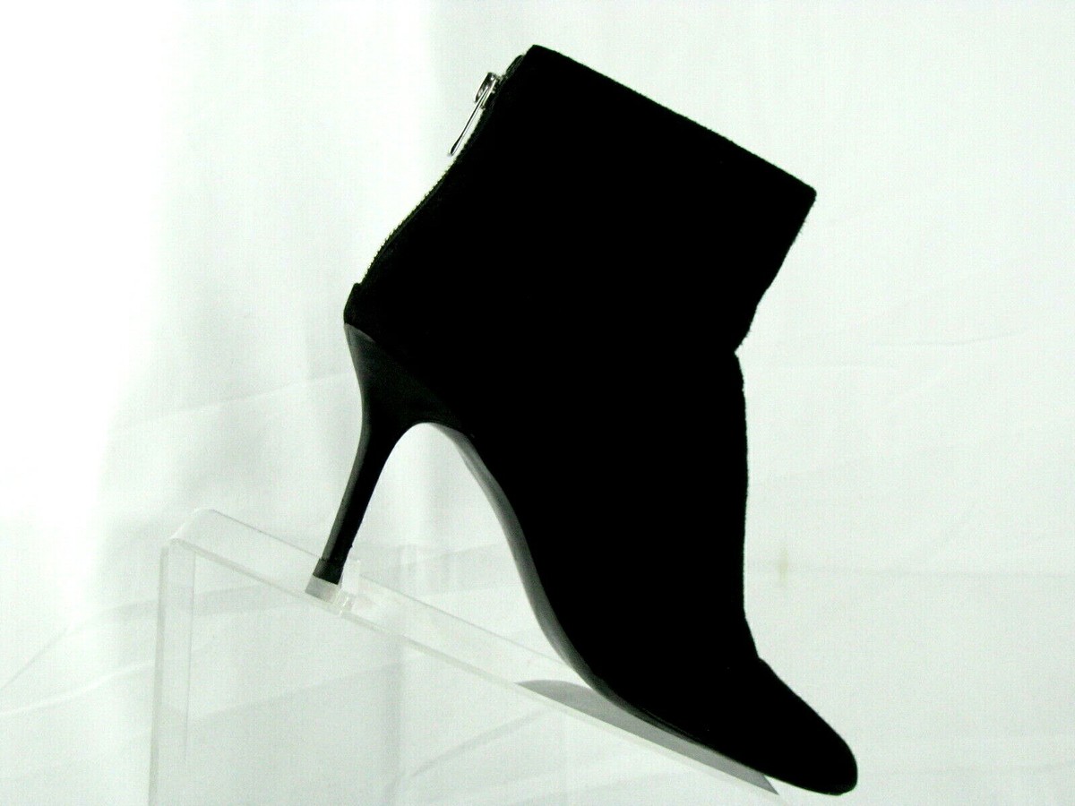 Audrey Brooke Black Suede Boots Ankle Boots Slim Heel Back Zipper Size