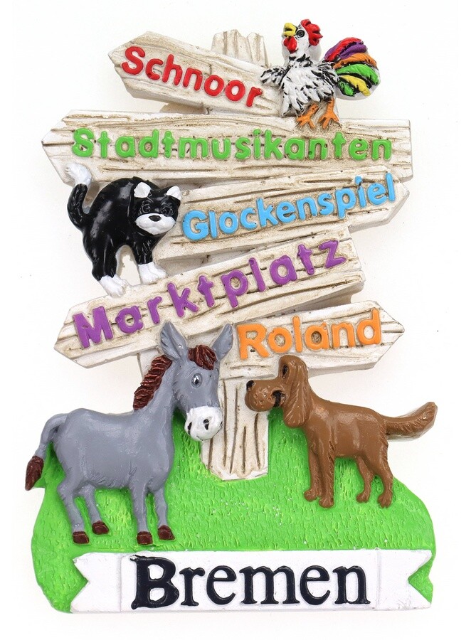 Bremen magnet Stadtmusikanten Roland poly flag souvenir Germany