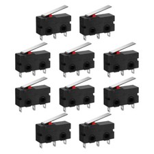 Mini microinterruptor palanca bisagra recta corta 10 piezas AC 125V 5 amperios SPDT 1NO 1NC